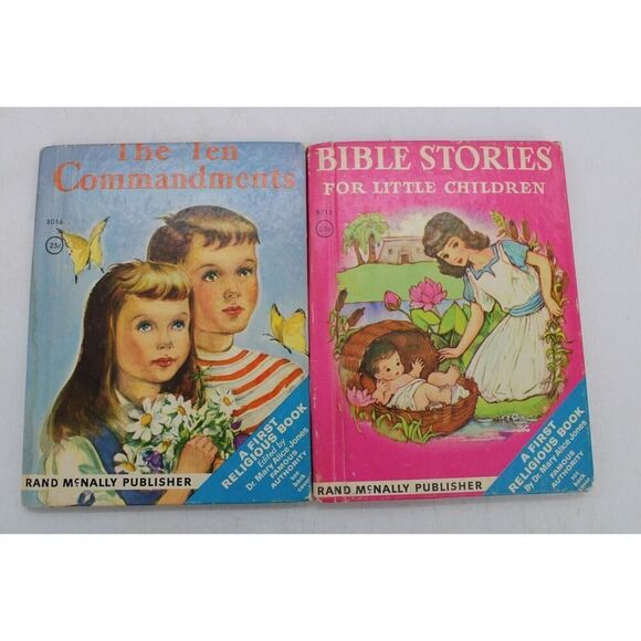 Vintage Rand McNally Bible Stories For Little Children & The Ten Commandments... - Picture 1 of 11
